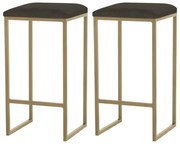 Kit 2 Banqueta Decorativa Billie Base Gold Suede Marrom G41 - Gran Belo