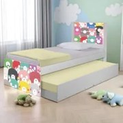 Cama Solteiro Infantil Com Auxiliar 188x88cm Ursinhos K06 - Mpozenato