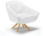 Poltrona Giratória Giovana Corino Base Madeira MA30 D01 - D'Rossi - Branco