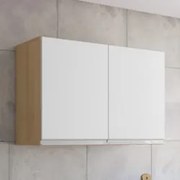 Armário de Cozinha Aéreo 80cm Com 2 Portas Andréia Amêndoa/Branco - AJ