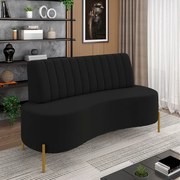 Sofá 2 Lugares Living 160cm Pé Ferro Dourado Maraú Veludo K01 - D'Rossi - Preto