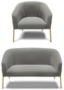 Sofá Namoradeira e Poltrona Pé de Ferro Dourado Stella Suede D03 - D'Rossi - Grafite