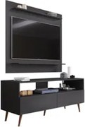 Painel para TV 50 Pol Senna e Rack Bancada 136cm Versa Z34 Preto - Mpo