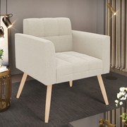 Poltrona Sala de Estar Pé Palito Natural Elisa Bouclê D03 - D'Rossi  - Bege