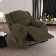 Poltrona do Papai Reclinável Melim Power Elétrica Massagem Veludo FH1 - D'Rossi - Capuccino