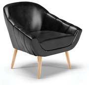 Poltrona Giovana Corano Pés Palito Natural - Indo Decorar - Preto