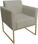 Poltrona Decorativa Base Industrial Dourada Maressa S12 Suede Marrom R