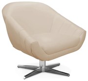 Kit 02 Poltronas Giratória Giovana Corino Base Cromada D01 - D'Rossi - Bege