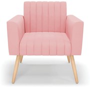 Kit 2 Poltronas Viena Gomada Suede Pés Palito Natural D03 - D'Rossi - Rose