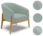 Poltrona Decorativa Base Madeira Stella Cotelê Ext/Veludo D03 - D'Rossi - Menta