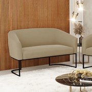 Sofá 2 Lugares Namoradeira Industrial Preto Stella Suede D03 - D'Rossi - Marrom Rato