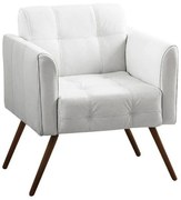 Poltrona Decorativa Bia Couro Branco G58 - Gran Belo