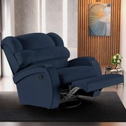 Poltrona do Papai Reclinável Napoli Glider Giratória USB PU FH1 - D'Rossi - Azul