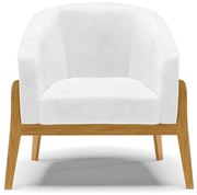 Poltrona Decorativa Base de Madeira kit 2 Stella Sintético PU D03 - D'Rossi - Branco