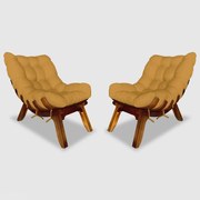 Conjunto 2 Poltrona Decorativa Costela Veludo Mostarda