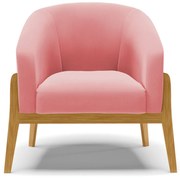 Poltrona Decorativa Base de Madeira kit 2 Stella Suede D03 - D'Rossi - Rose