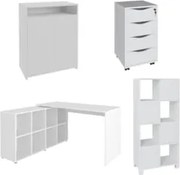 Conjunto Escritório Home Office 4 Peças Mity A06 Branco - Mpozenato