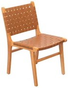 Cadeira Aya em Madeira Assento em Tiras de Couro Natural Caramelo Or Design