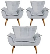 Kit Namoradeira 2 Lugares e 2 Poltronas Decorativas Pés Palito Opla Su
