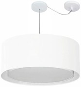 Lustre Pendente Cilíndrico Com Desvio Md-4318 Cúpula em Tecido 60x30cm Branco - Bivolt