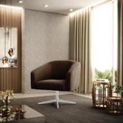 Poltrona Decorativa Giratória Cromada Kit 2 Stella Suede D03 - D'Rossi - Marrom