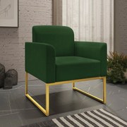 Poltrona Decorativa Isabella Base Industrial Suede Verde/Dourado G19 - Gran Belo