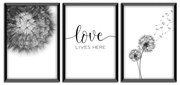 Kit 03 Quadros Decorativos "Love Lives" 43x33 Cm Cada - D'Rossi