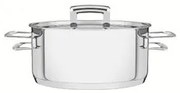 Caçarola Tramontina Brava Rasa Aço Inox com Tampa Plana 16 cm 1,4 L