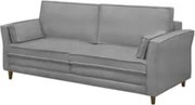 Sofá Living 3 Lugares 180cm Pés Madeira Efraim F05 Veludo Prata - Mpoz