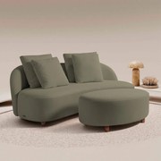 Sofá Living Sala de Estar Rocca 192cm com Puff Pés Madeira Linho Rústico Castor G92 - Gran Belo