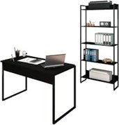 Conjunto Escritório Mesa 120 e Estante Studio Industrial Z28 Preto - M