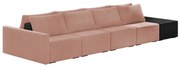 Sofá Ilha 4 Lugares Living 392cm Modulado Sala Lary Veludo/PU Pto K01 - D'Rossi - Rose