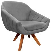 Kit 02 Poltronas Giratória Giovana Suede Base Madeira MM30 D03 - D'Rossi - Grafite