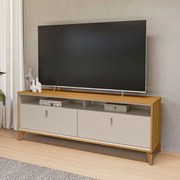 Rack Bancada Duarte e Pés em Madeira 160cm TV Até 60 Polegadas Tauari/OffWhite  G77 - Gran Belo