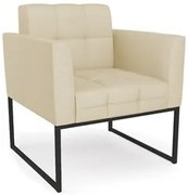 Poltrona Decorativa Base Industrial Preto Ana Veludo Luxo Off White -