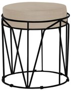 Puff Decorativo Sala de Estar Base Preto Chloe Veludo Bege G41 - Gran Belo