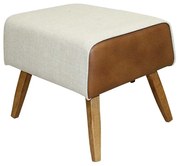 Puff Viseo Composê Linho A-184 com Corano Camel C-129 Pés de Madeira D07 - D'Rossi