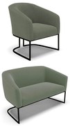 Sofá Namoradeira e Poltrona Industrial Preto Stella Bouclê D03 - D'Rossi - Verde Pistache