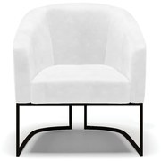 Poltrona Decorativa Industrial Preto Kit 2 Stella Sintético PU D03 - D'Rossi - Branco