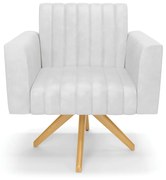 Kit 2 Poltronas Giratória Viena Gomada Corano Base de Madeira MA30 D03 - D'Rossi - Branco