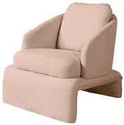 Poltrona Design Califa Encosto Almofadado Bouclê Bege G92 - Gran Belo