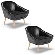 Kit 02 Poltronas Giovana Corano Pés Palito Natural D01 - D?Rossi - Preto