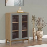 Cristaleira Vidro Canelado Dieter Madeira Maciça Freijó/Verde Acinzentado - G74 - Gran Belo