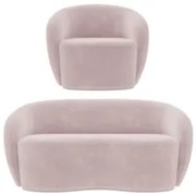 Sofá 2 Lugares Living 160cm e 1 Poltrona Giratória Garbin Z08 Veludo R