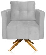 Kit 2 Poltronas Giratória Livia Suede Base de Madeira MA30 D01 - D'Rossi - Cinza