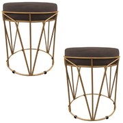 KIT 02 PUFF BABU SUEDE BASE DOURADO DROS - Marrom
