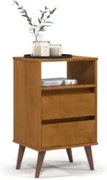 Mesa de Cabeceira Pés Retrô 2 Gavetas 43cm Roma Freijó - EJ Móveis