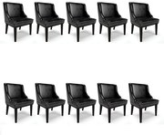 Kit 10 Cadeiras de Jantar Liz Corano Base Fixa Madeira Preto D03 - D'Rossi - Preto