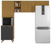 Armário de Cozinha Amélia Freijó UV/Ripado/Grafite Acetinado Z44 - Mpo