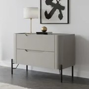 Mesa Cabeceira Quarto 68cm 2 Gavetas Becca Grigio/Preto I06 - Mpozenat